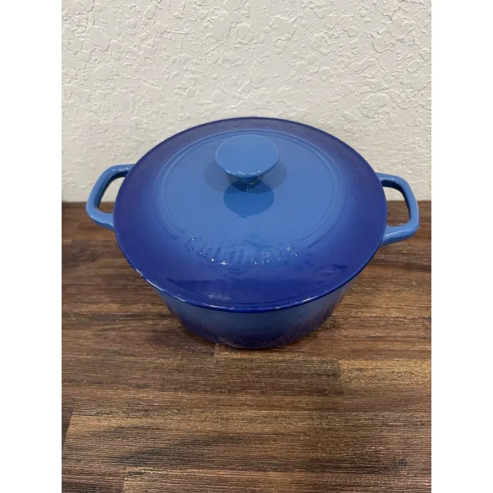Cuisinart CI650-25BG 5 Qt Enameled Cast Iron Dutch Oven Provençal Blue Lid